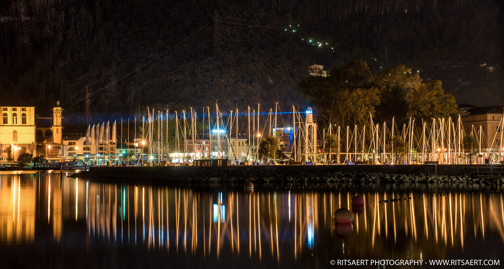 Harbor at night in Riva del Garda - Italy